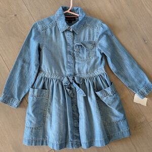 Vintage Tommy Hilfiger Girls Denim Dress with Tie Waist